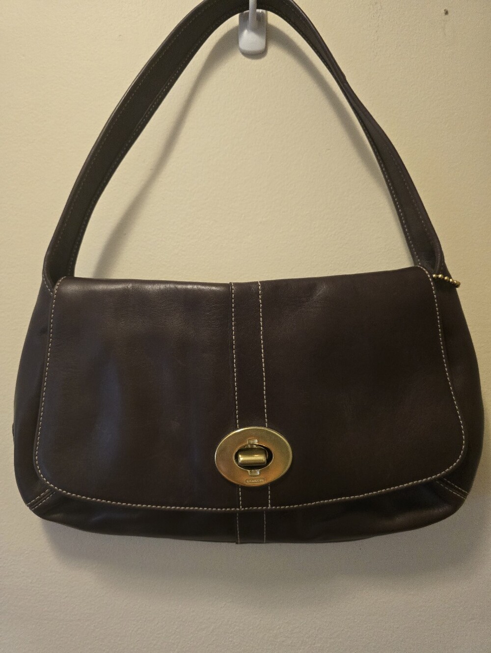Vintage Coach Ergo Flap Shoulder Bag Brown Smooth Leather 11254 Turnlock